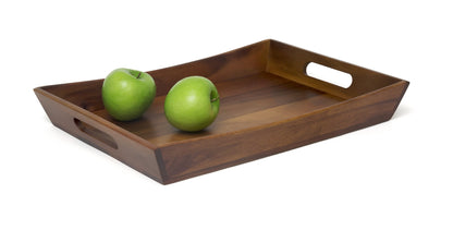 Lipper International Acacia Curved Serving Tray, 19.88" x 14" x 2.5" - CookCave