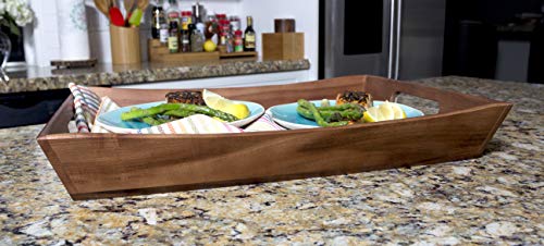 Lipper International Acacia Curved Serving Tray, 19.88" x 14" x 2.5" - CookCave