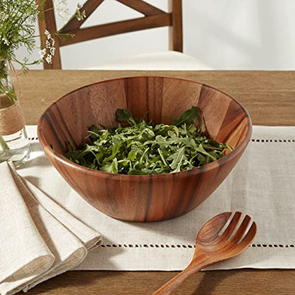 Lipper International Acacia Round Flair Serving Bowl for Fruits or Salads, Large, 12" Diameter x 4.5" Height, Single Bowl - CookCave
