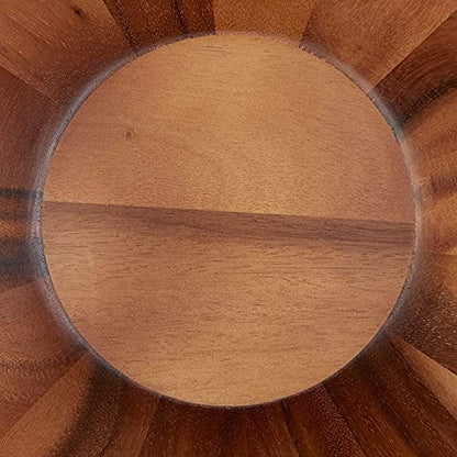Lipper International Acacia Round Flair Serving Bowl for Fruits or Salads, Large, 12" Diameter x 4.5" Height, Single Bowl - CookCave