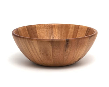 Lipper International Acacia Round Flair Serving Bowl for Fruits or Salads, Large, 12" Diameter x 4.5" Height, Single Bowl - CookCave
