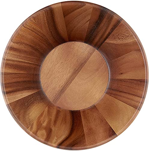 Lipper International Acacia Round Flair Serving Bowl for Fruits or Salads, Large, 12" Diameter x 4.5" Height, Single Bowl - CookCave