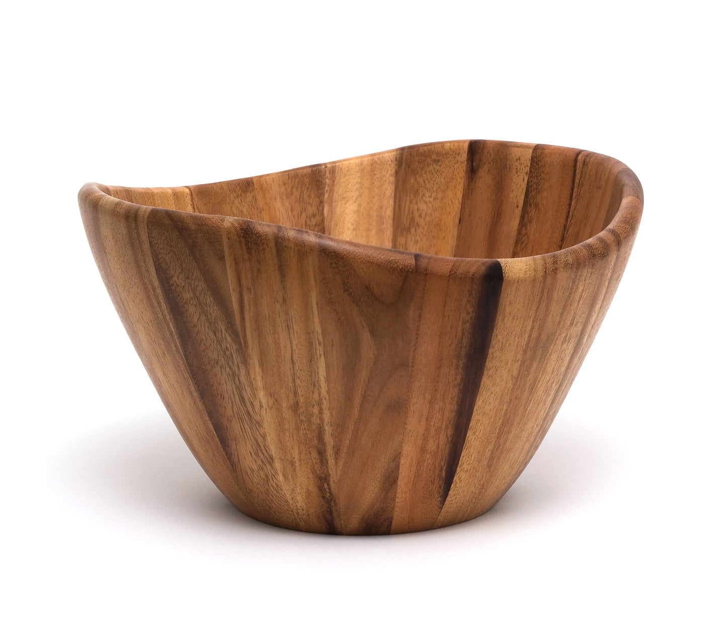 Lipper International Acacia Wave Serving Bowl for Fruits or Salads, Large, 12" Diameter x 7" Height, Single Bowl - CookCave