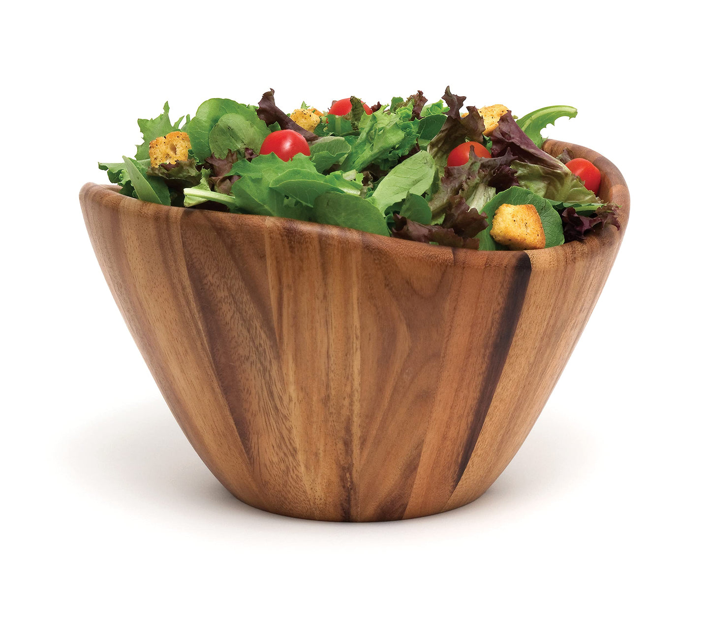 Lipper International Acacia Wave Serving Bowl for Fruits or Salads, Large, 12" Diameter x 7" Height, Single Bowl - CookCave
