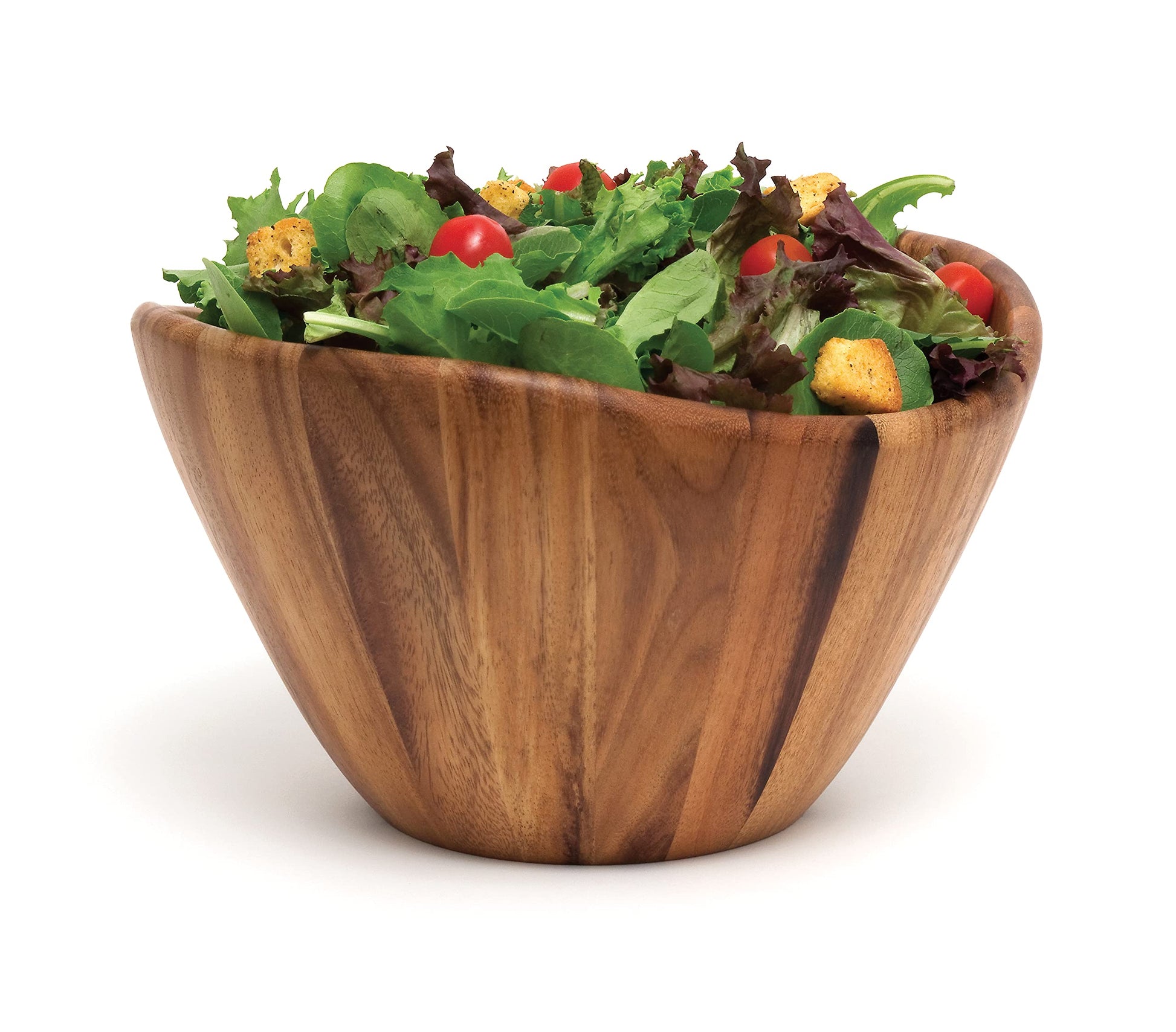 Lipper International Acacia Wave Serving Bowl for Fruits or Salads, Large, 12" Diameter x 7" Height, Single Bowl - CookCave