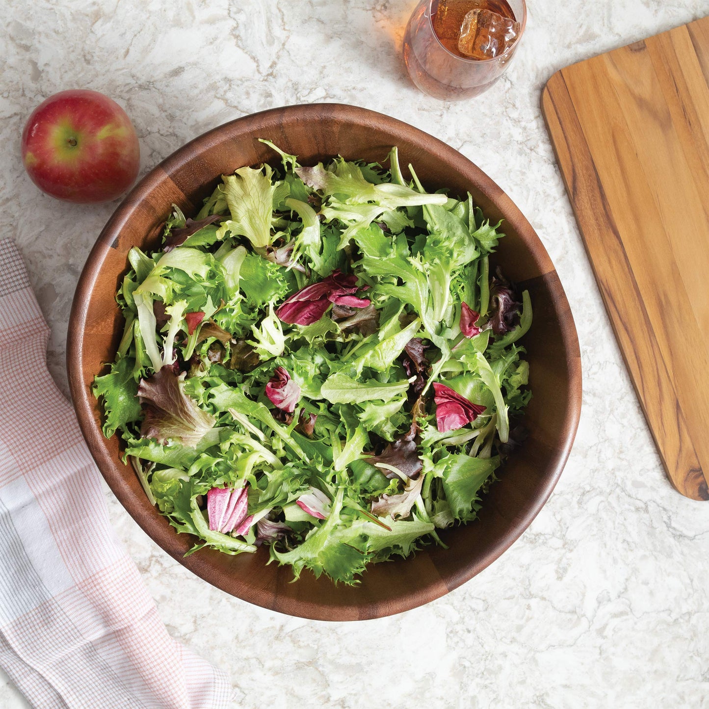 Lipper International Acacia Wave Serving Bowl for Fruits or Salads, Large, 12" Diameter x 7" Height, Single Bowl - CookCave