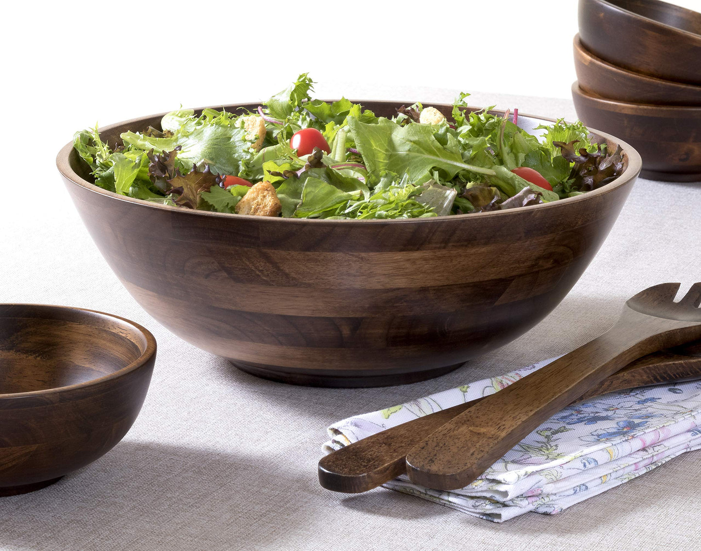 Lipper International Walnut finished 14" Salad Bowl, Large - Single Bowl (274WN) - CookCave