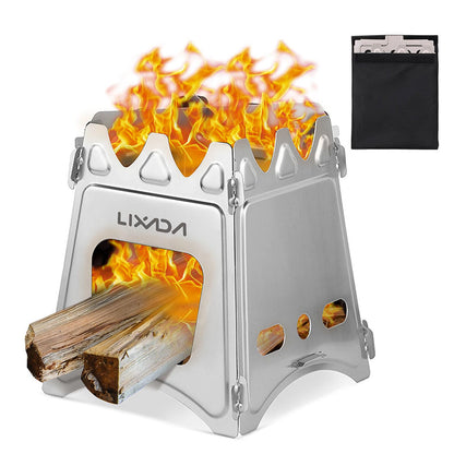 Lixada Camping Wood Stove Folding Lightweight Stainless Steel Wood Burning Stoves Portable Backpacking Stove for Outdoor Camping Hiking Backpacking Picnic Hunting BBQ - CookCave