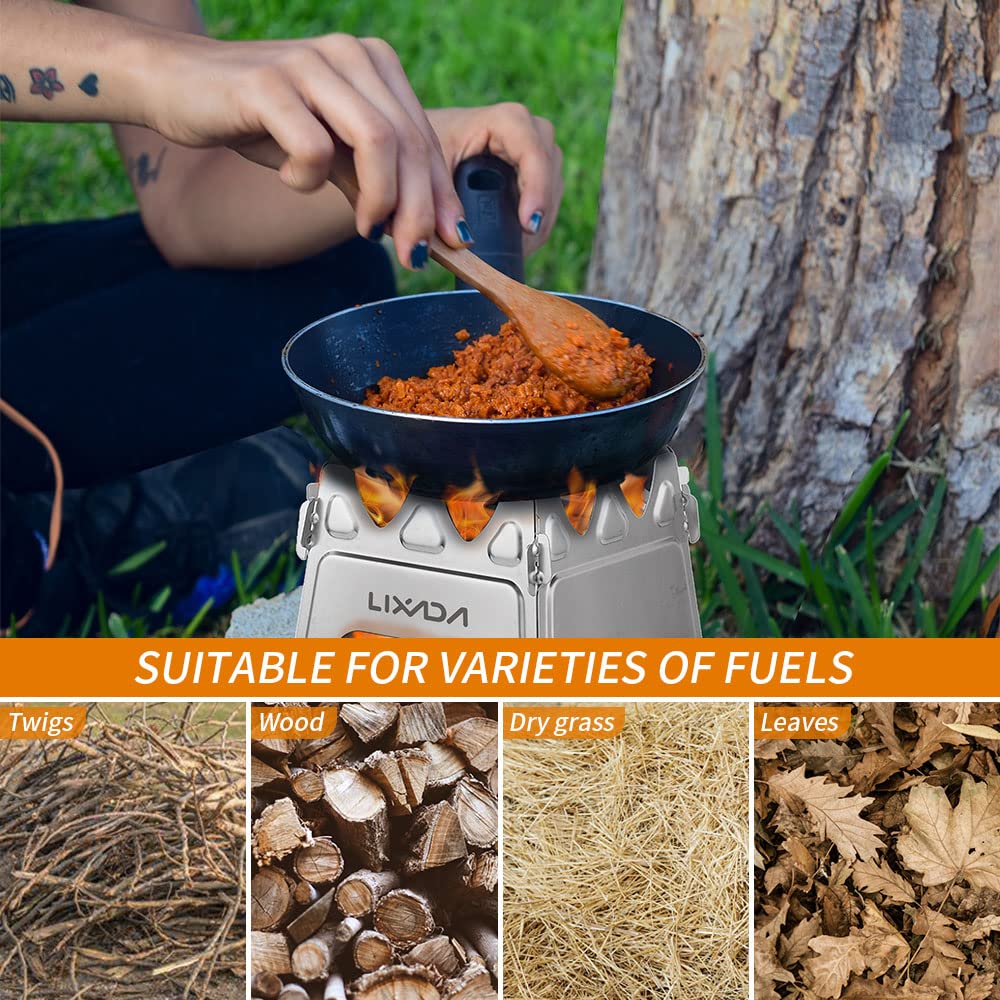 Lixada Camping Wood Stove Folding Lightweight Stainless Steel Wood Burning Stoves Portable Backpacking Stove for Outdoor Camping Hiking Backpacking Picnic Hunting BBQ - CookCave