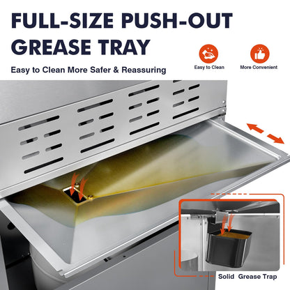 Llamaviva 5 Burner Propane Gas Grill with Side Burner,Stainless Steel BBQ Grill with Porcelain-Enameled Cast Iron Grates, 68000 BTU Cabinet-Style Cart Design for Outdoor Patio Barbecue- food clip - CookCave