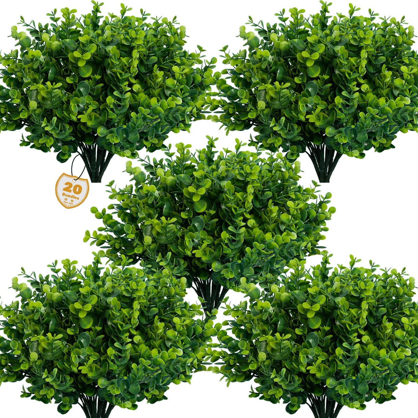 Lnoicy Artificial Greenery Plants Outdoor UV Resistant Fake Plants Boxwood Shrubs Grass,20 Bundles for Farmhouse Home Garden Office Patio Backyard Wedding and Indoor Outdoor Decoration - CookCave
