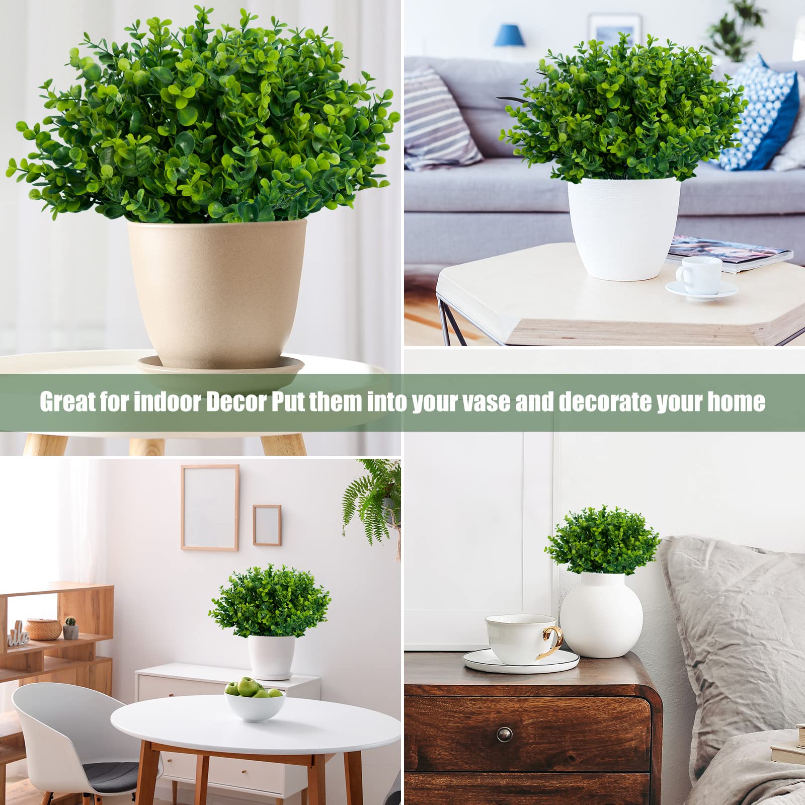 Lnoicy Artificial Greenery Plants Outdoor UV Resistant Fake Plants Boxwood Shrubs Grass,20 Bundles for Farmhouse Home Garden Office Patio Backyard Wedding and Indoor Outdoor Decoration - CookCave