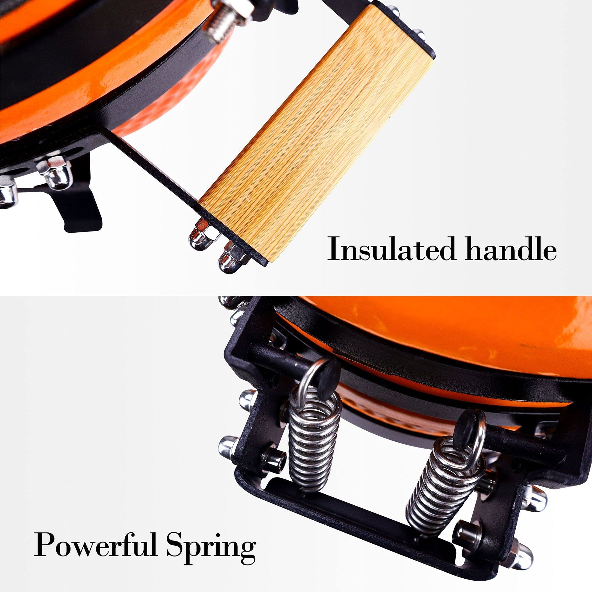 London Sunshine Ceramic Kamado Charcoal BBQ Grill and Smoker, Stainless Steel Grates -15" Ceramic with Tall Stand (ORANGE) - CookCave