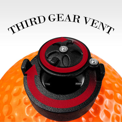 London Sunshine Ceramic Kamado Charcoal BBQ Grill and Smoker, Stainless Steel Grates -15" Ceramic with Tall Stand (ORANGE) - CookCave