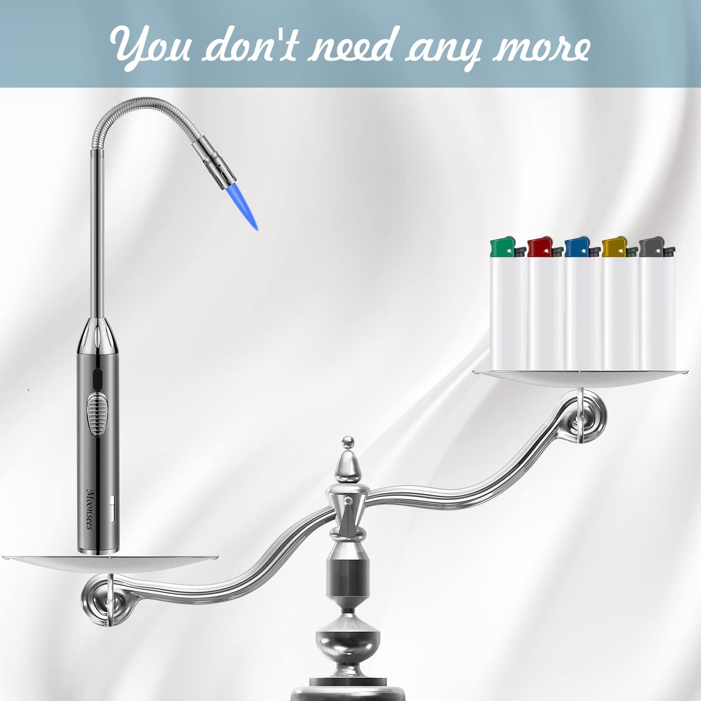 Long Grill Lighter,Refillable Butane,Windproof Flexible with Visual Fuel Window for Candles Grill BBQ Fireplaces Kitchen Camping(Butane Gas Not Included) - CookCave