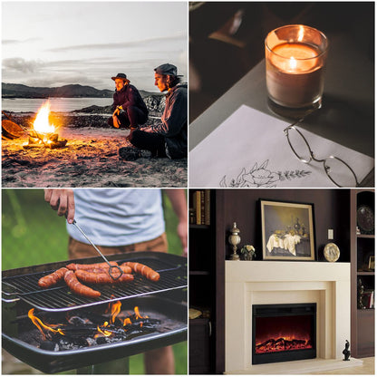 Long Grill Lighter,Refillable Butane,Windproof Flexible with Visual Fuel Window for Candles Grill BBQ Fireplaces Kitchen Camping(Butane Gas Not Included) - CookCave