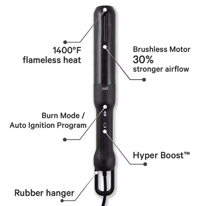 Looftlighter Pro - Electric Charcoal Starter & Fire Lighter with HyperBoost, Superheated Air Technology, 1400°F in 60 Seconds, for BBQ Grills, Smokers & Fireplaces - CookCave