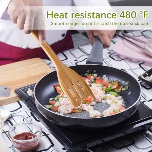 LorisArm 12" Wooden Slotted Spatula Turner, thick Bamboo Kitchen Spatula Turner, Egg Scraper, Wood Cooking Utensil, Kitchen Spatulas for Flipping, Serving, Scraping & Turning. - CookCave