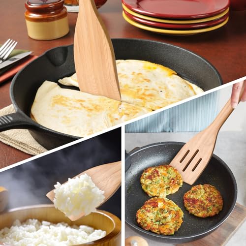 LorisArm 12" Wooden Slotted Spatula Turner, thick Bamboo Kitchen Spatula Turner, Egg Scraper, Wood Cooking Utensil, Kitchen Spatulas for Flipping, Serving, Scraping & Turning. - CookCave