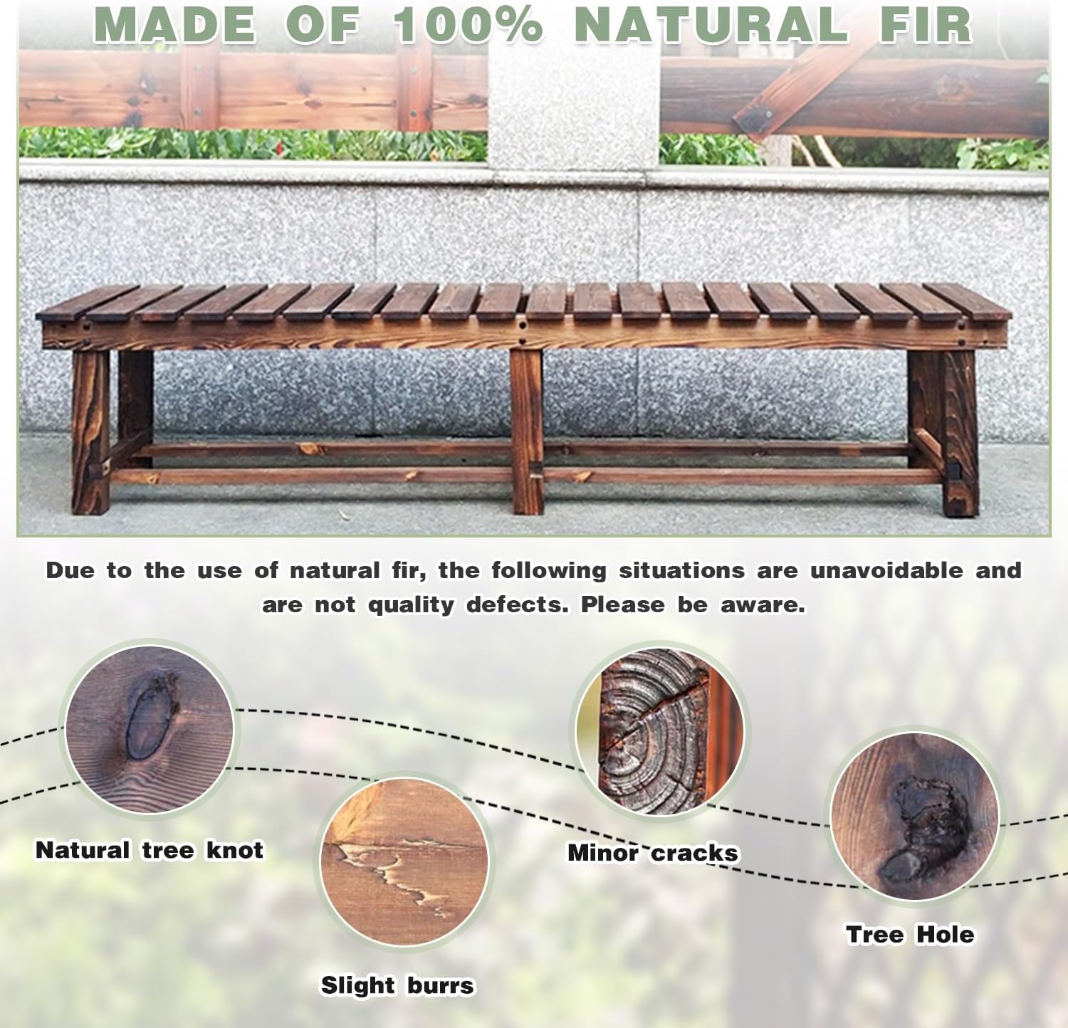 LSPYYDS Outdoor Garden Bench, 2-Person Wood Patio Bench Weatherproof Outdoor Backless Bench, Anti-Corrosion and Anti-Rust Garden Benches for Garden Lawn Porch Park Backyard (Carbonized,35.5''/90cm) - CookCave