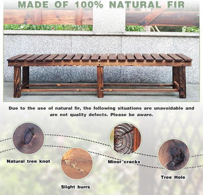 LSPYYDS Outdoor Garden Bench, 2-Person Wood Patio Bench Weatherproof Outdoor Backless Bench, Anti-Corrosion and Anti-Rust Garden Benches for Garden Lawn Porch Park Backyard (Carbonized,35.5''/90cm) - CookCave