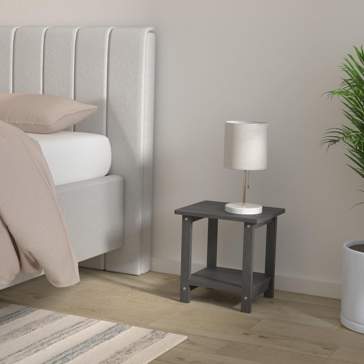 LUE BONA Adirondack Outdoor Side Table, 2-Tier Black HDPS Patio End Table Weather Resistant, Morden Side Table for Patio, Pool, Porch - CookCave