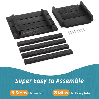 LUE BONA Adirondack Outdoor Side Table, 2-Tier Black HDPS Patio End Table Weather Resistant, Morden Side Table for Patio, Pool, Porch - CookCave