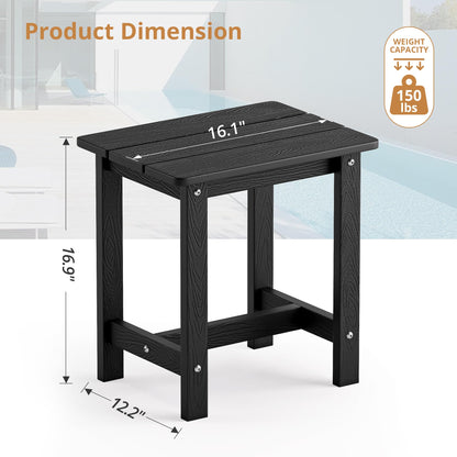 LUE BONA Outdoor Side Table, HDPS Small Outdoor Adirondack Side Tables, Outside End Table for Patio, Porch, Deck, Pool, Weather Resistant/Easy Maintenance, Black - CookCave