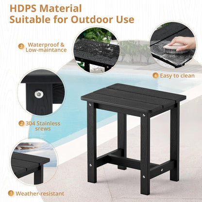 LUE BONA Outdoor Side Table, HDPS Small Outdoor Adirondack Side Tables, Outside End Table for Patio, Porch, Deck, Pool, Weather Resistant/Easy Maintenance, Black - CookCave