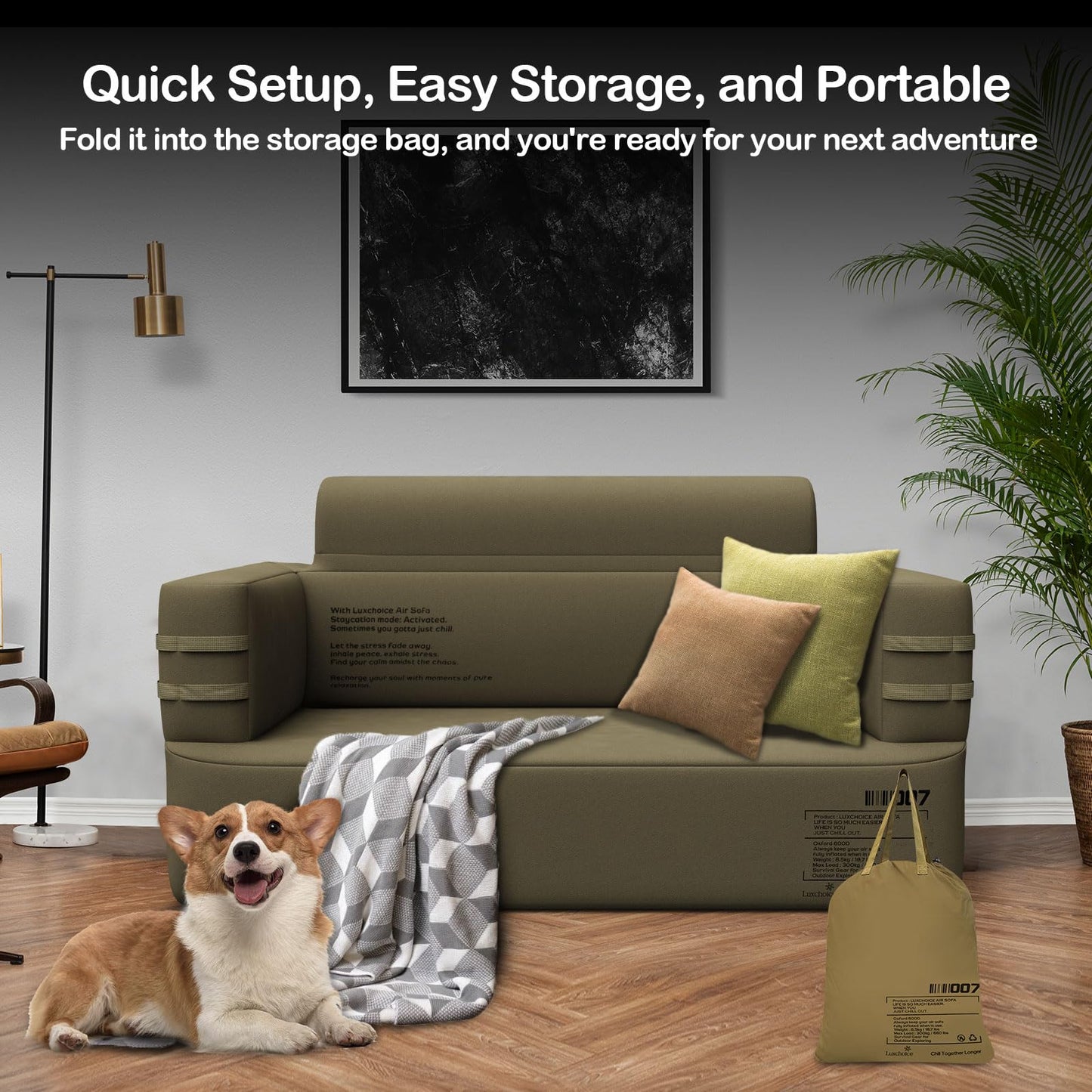 Luxchoice Inflatable Couch Multifunctional Durable Inflatable Sofa with Built in Pump Inflatable Furniture Portable Blow Up Couch for Camping Outdoor Travel Home Backyard - CookCave