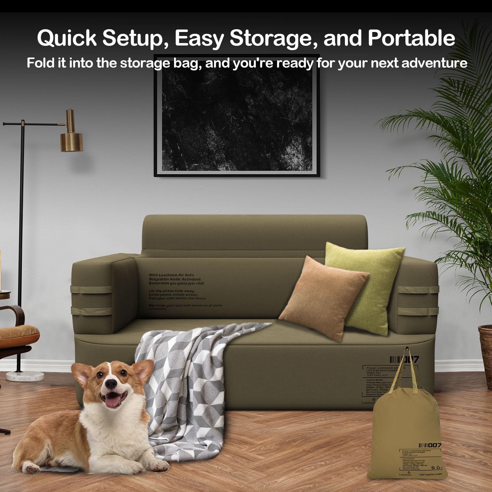 Luxchoice Inflatable Couch Multifunctional Durable Inflatable Sofa with Built in Pump Inflatable Furniture Portable Blow Up Couch for Camping Outdoor Travel Home Backyard - CookCave