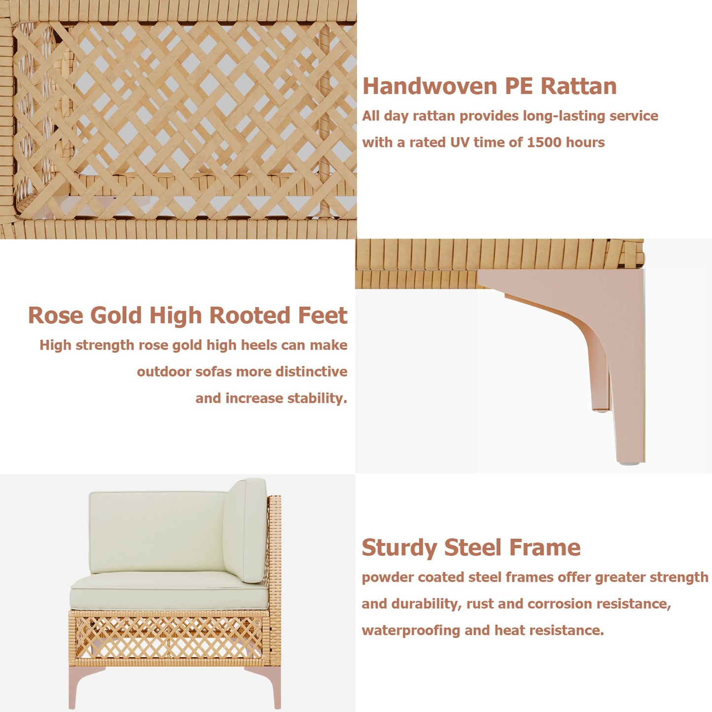 LYNSLIM 7 Piece Outdoor Patio Furniture Set, Wicker Outdoor Sectional Furniture Set, Boho Patio Conversation Sectional Sofa with Large Tempered Glass Coffee Table and Waterproof Cushion for Backyard - CookCave