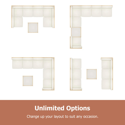 LYNSLIM 7 Piece Outdoor Patio Furniture Set, Wicker Outdoor Sectional Furniture Set, Boho Patio Conversation Sectional Sofa with Large Tempered Glass Coffee Table and Waterproof Cushion for Backyard - CookCave