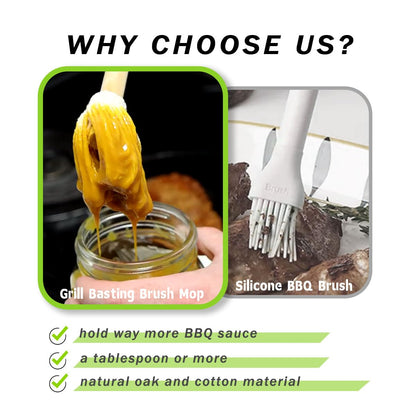 LZMS 10 Packs Backyard 12" Brush - BBQ Basting Brush Mop for Outdoor Grill/Picnic Barbeque Grilling Smoking Steak，Lightweight, Easy Dipping, Food Grade - CookCave