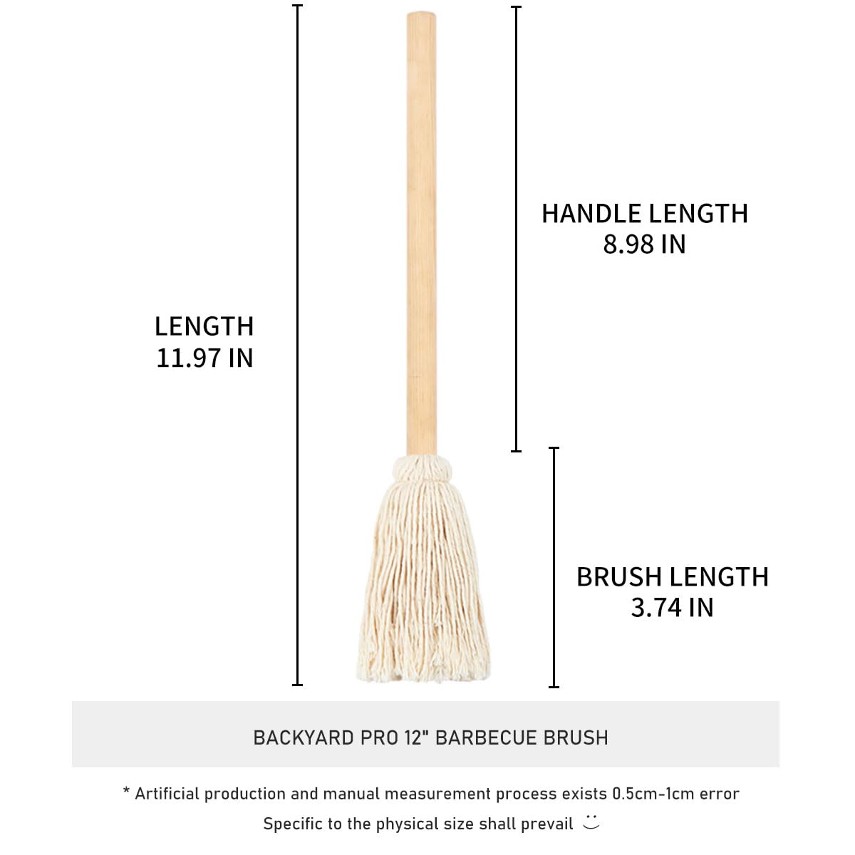 LZMS 10 Packs Backyard 12" Brush - BBQ Basting Brush Mop for Outdoor Grill/Picnic Barbeque Grilling Smoking Steak，Lightweight, Easy Dipping, Food Grade - CookCave