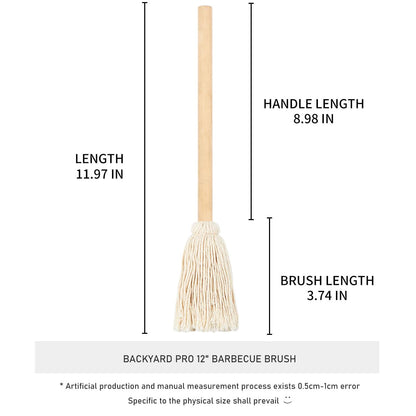 LZMS 10 Packs Backyard 12" Brush - BBQ Basting Brush Mop for Outdoor Grill/Picnic Barbeque Grilling Smoking Steak，Lightweight, Easy Dipping, Food Grade - CookCave