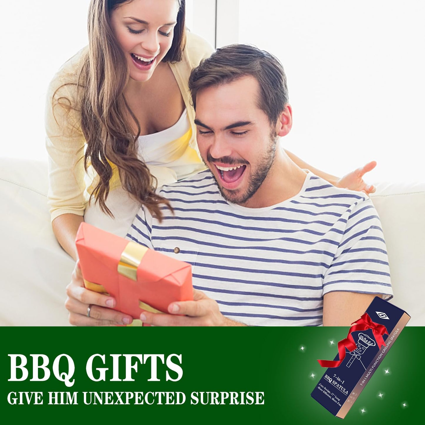 M-HHonger BBQ Gift for Men Dad Husband, Fathers Day Birthday Gifts, 7 in 1 Grill Spatula, Fun BBQ Accessories, Funny Grill Spatula for Outdoor Cooking, Outdoor Cooking Camping Multifunctional Tool - CookCave