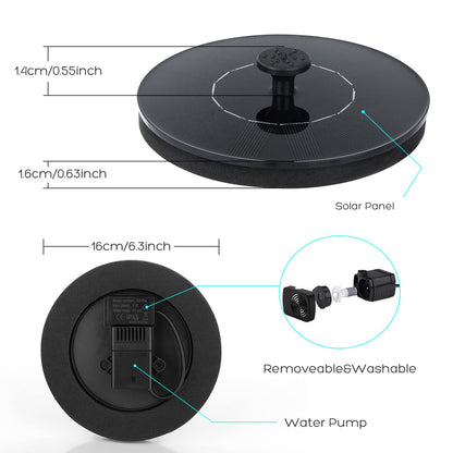 Mademax 1W Solar Bird Bath Fountain Pump, Solar Fountain with 6 Nozzle, Free Standing Floating Solar Powered Water Fountain Pump for Bird Bath, Garden, Pond, Pool, Outdoor - CookCave