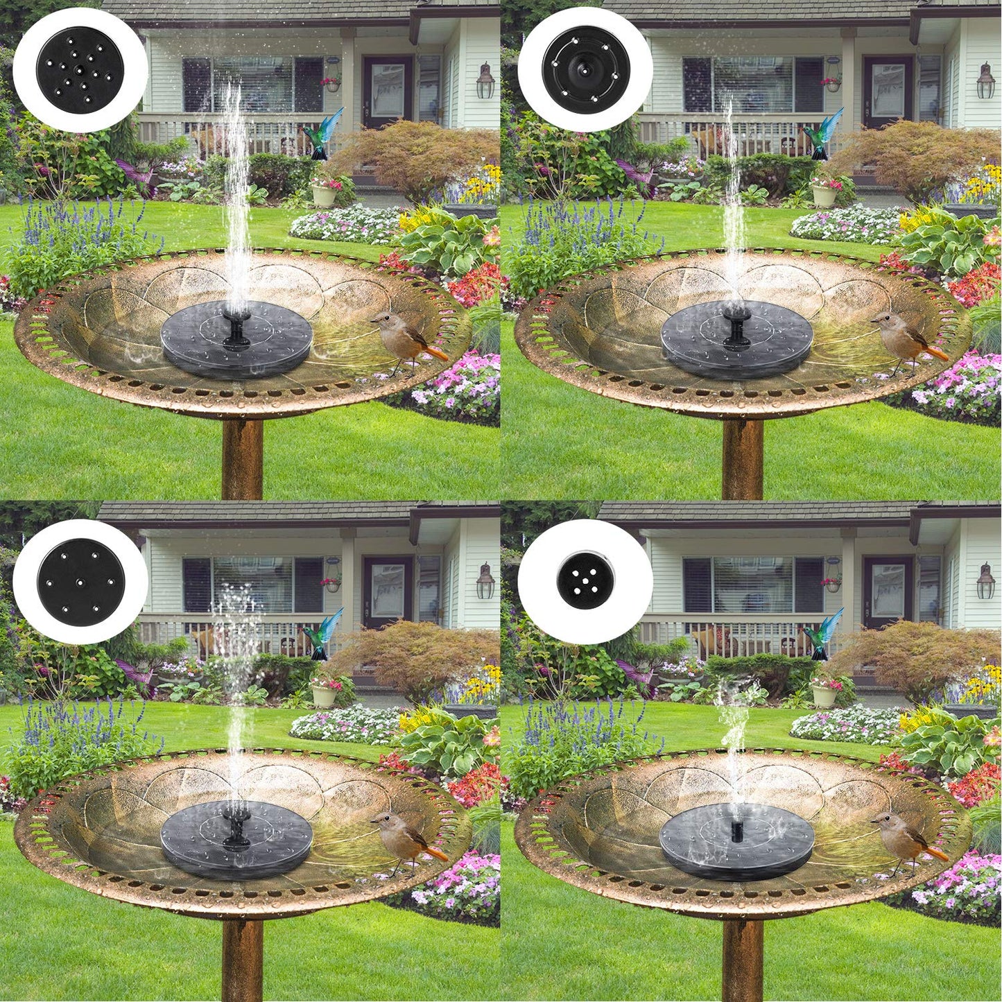 Mademax 1W Solar Bird Bath Fountain Pump, Solar Fountain with 6 Nozzle, Free Standing Floating Solar Powered Water Fountain Pump for Bird Bath, Garden, Pond, Pool, Outdoor - CookCave