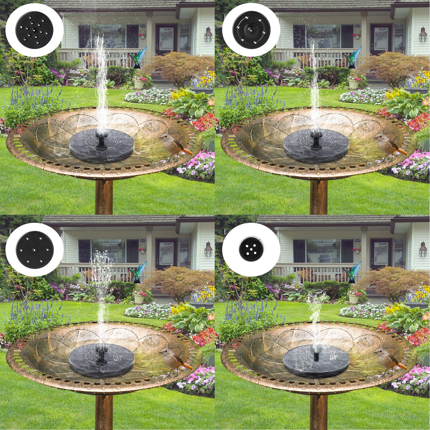 Mademax 1W Solar Bird Bath Fountain Pump, Solar Fountain with 6 Nozzle, Free Standing Floating Solar Powered Water Fountain Pump for Bird Bath, Garden, Pond, Pool, Outdoor - CookCave