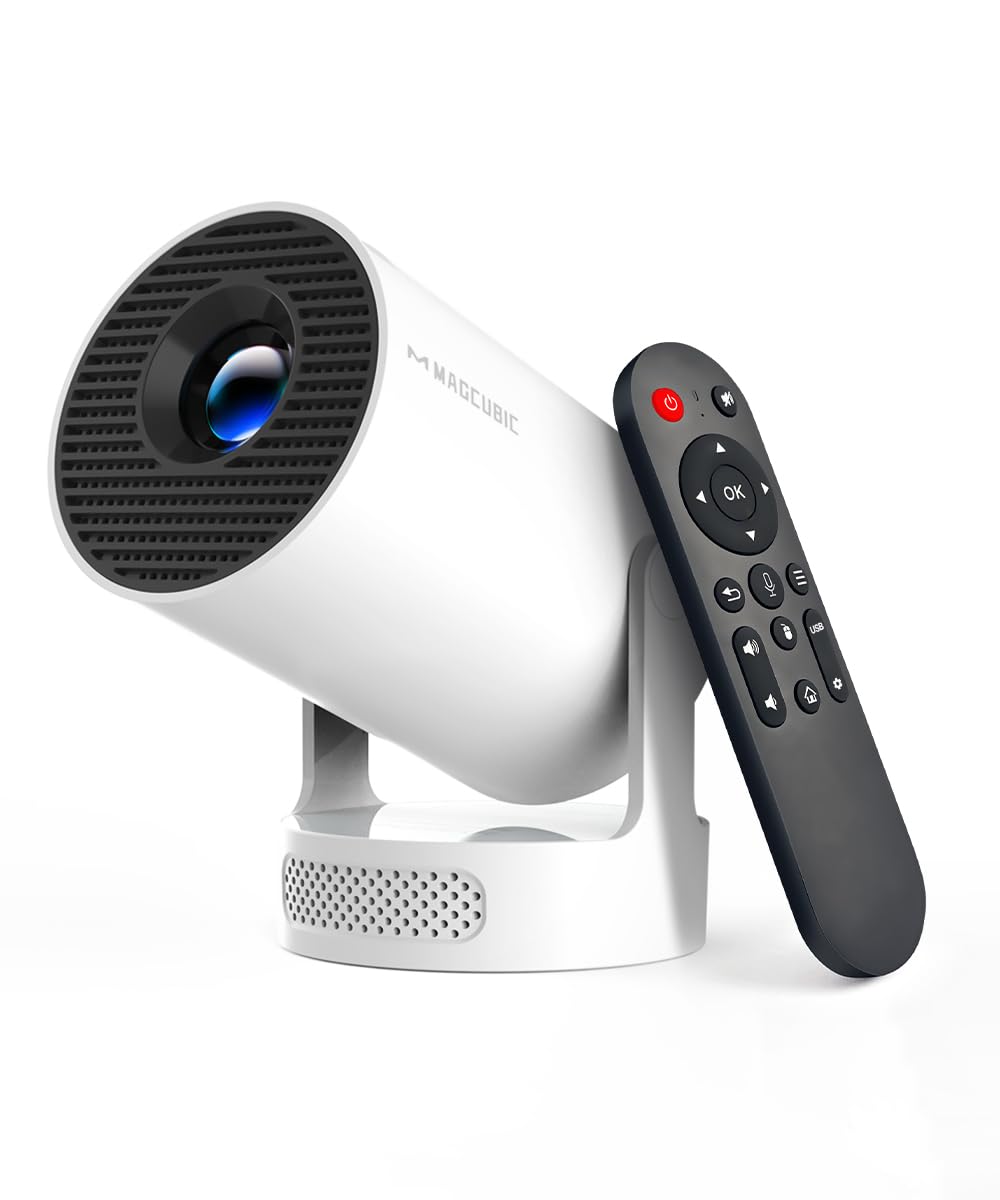 Magcubic Mini Projector 4K support with WiFi 6 and Bluetooth 5.4, 5w Soundbase Speaker, Auto Vertical Keystone 180°Rotatable Portable Proyector for Home Bedroom Outdoor HY300Pro+ - CookCave