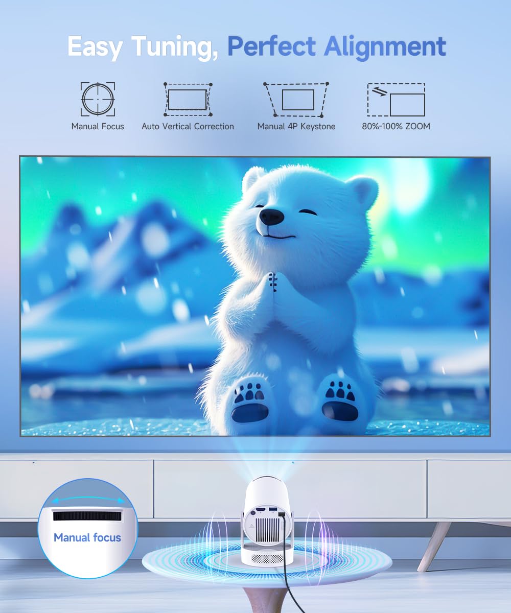 Magcubic Mini Projector 4K support with WiFi 6 and Bluetooth 5.4, 5w Soundbase Speaker, Auto Vertical Keystone 180°Rotatable Portable Proyector for Home Bedroom Outdoor HY300Pro+ - CookCave