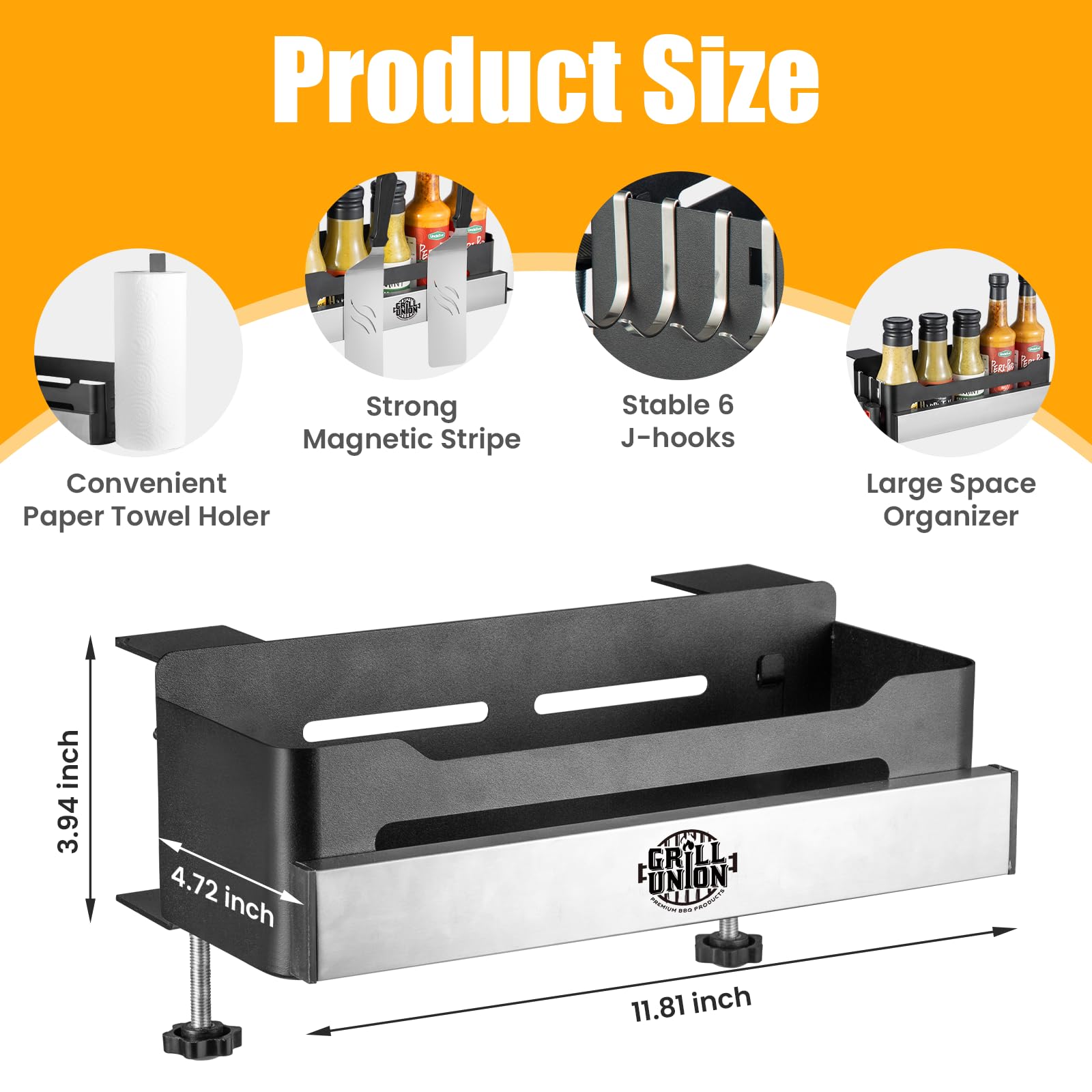 Magnetic Blackstone Caddy, Grill Griddle Caddy for 17''/22''/28"/36" Griddles, Space Saving Blackstone Griddle Caddy,BBQ Accessories Caddy Organizer Box - CookCave