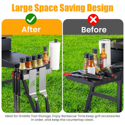 Magnetic Blackstone Caddy, Grill Griddle Caddy for 17''/22''/28"/36" Griddles, Space Saving Blackstone Griddle Caddy,BBQ Accessories Caddy Organizer Box - CookCave