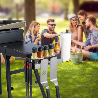 Magnetic Blackstone Caddy, Grill Griddle Caddy for 17''/22''/28"/36" Griddles, Space Saving Blackstone Griddle Caddy,BBQ Accessories Caddy Organizer Box - CookCave