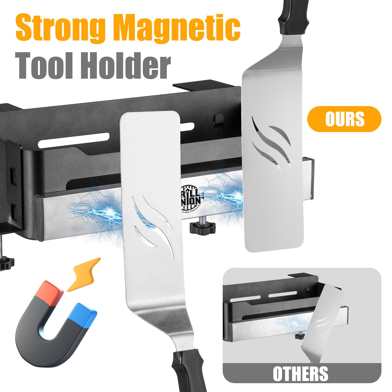 Magnetic Blackstone Caddy, Grill Griddle Caddy for 17''/22''/28"/36" Griddles, Space Saving Blackstone Griddle Caddy,BBQ Accessories Caddy Organizer Box - CookCave