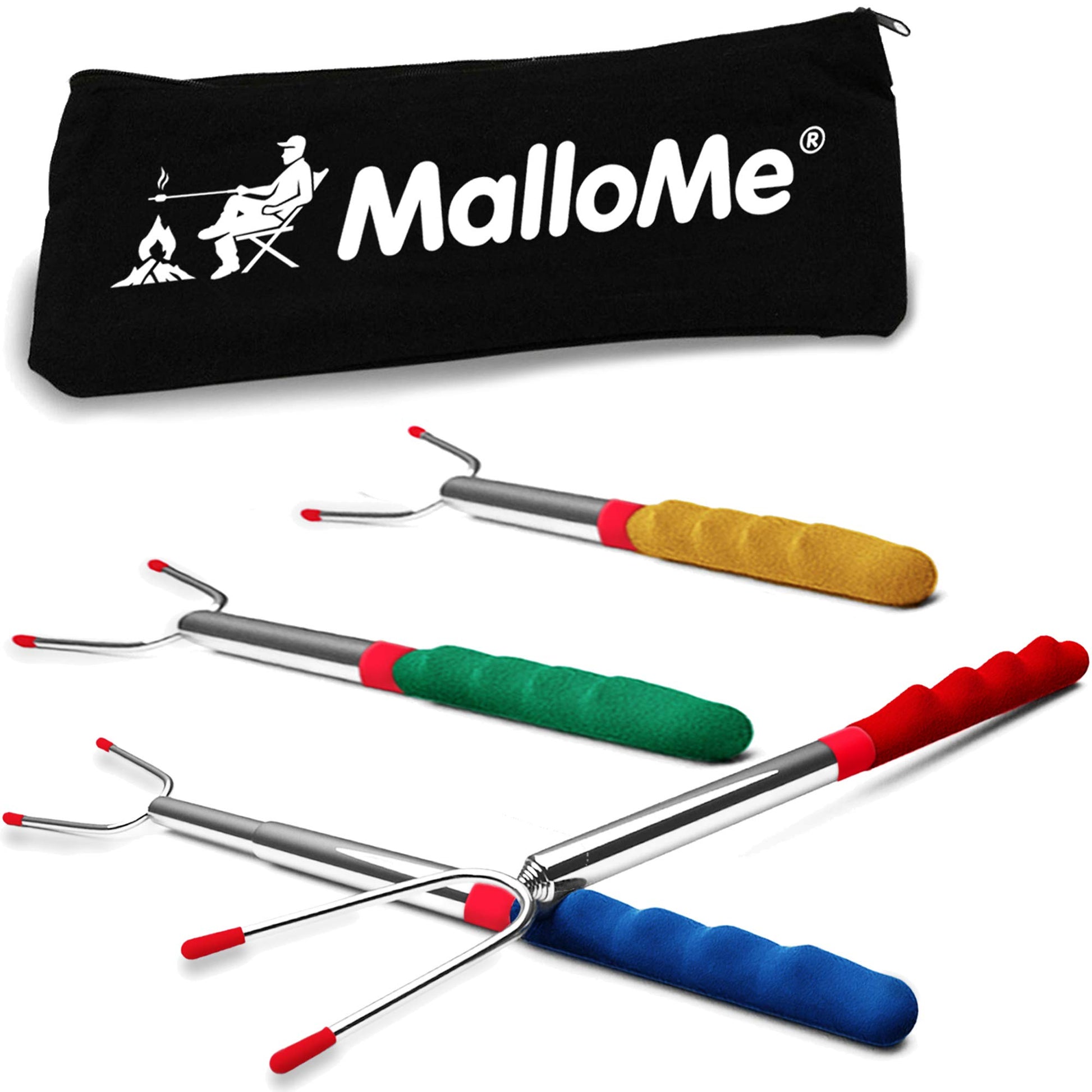 MalloMe Smores Sticks for Fire Pit 45 inch Extra Long - Marshmallow Roasting Sticks Smores Kit -Smore Skewers Hot Dog Fork Campfire Cooking Equipment, Camping Essentials, Outdoor Accessories (4 Pack) - CookCave