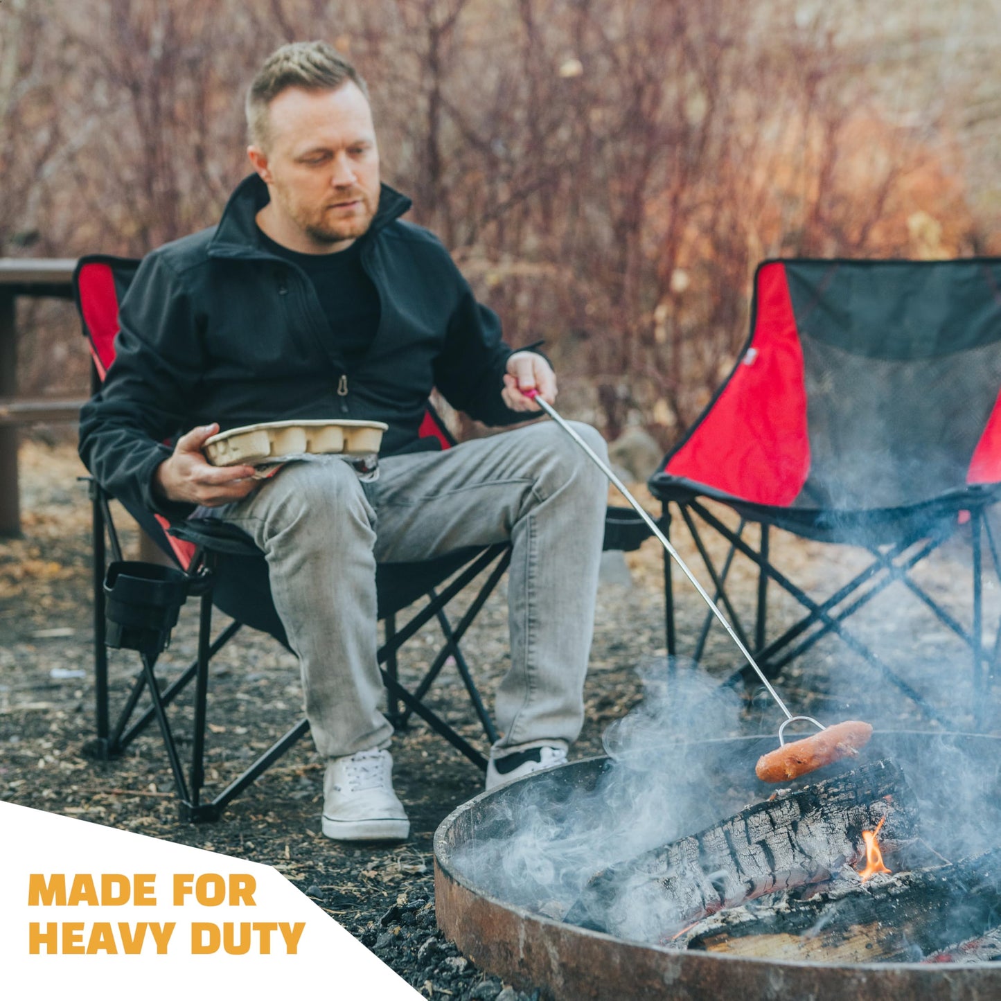 MalloMe Smores Sticks for Fire Pit 45 inch Extra Long - Marshmallow Roasting Sticks Smores Kit -Smore Skewers Hot Dog Fork Campfire Cooking Equipment, Camping Essentials, Outdoor Accessories (4 Pack) - CookCave