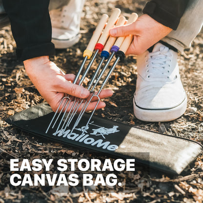 MalloMe Smores Sticks for Fire Pit Long - Marshmallow Roasting Sticks Smores Kit - Smore Skewers Hot Dog Fork Campfire Cooking Equipment, Camping Essentials S'mores Gear Outdoor Accessories 32" 5 Pack - CookCave