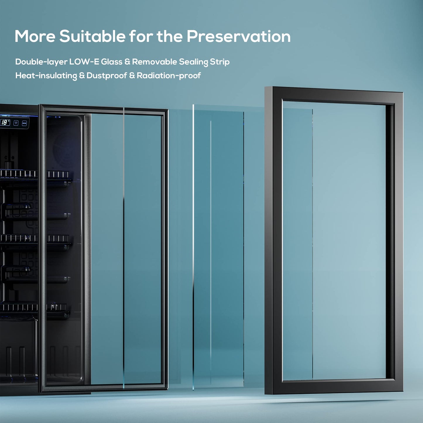 Manastin Beverage Refrigerator Cooler-120 Cans Freestanding Mini Fridge Cooler with Glass Door, Adjustable Shelves & Digital Temperature Display for Soda, Wine or Beer (Black, 3.2 Cu.Ft) - CookCave